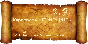 Kapronczai Flórián névjegykártya
