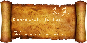 Kapronczai Flórián névjegykártya