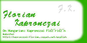 florian kapronczai business card